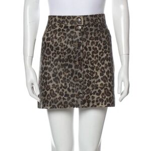 Veronica Beard Leopard Coated Denim Miniskirt sz XXS